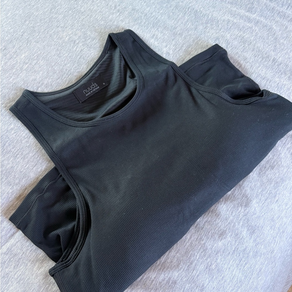 nuuds Black Ribbed Racerback Tank Top - Picture 3 of 4